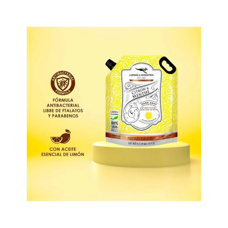 Jabon Liquido Para Manos Limon Menta Ludwig & Wiggstein 4 L