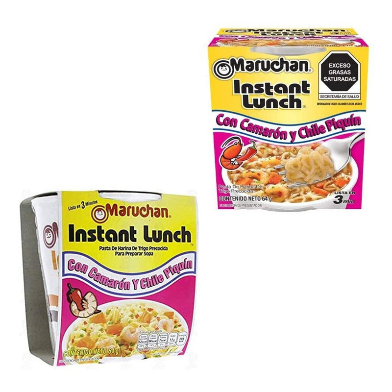 Caja Sopa Instantánea Maruchan Camarón Y Chile Piquín 12 Pz