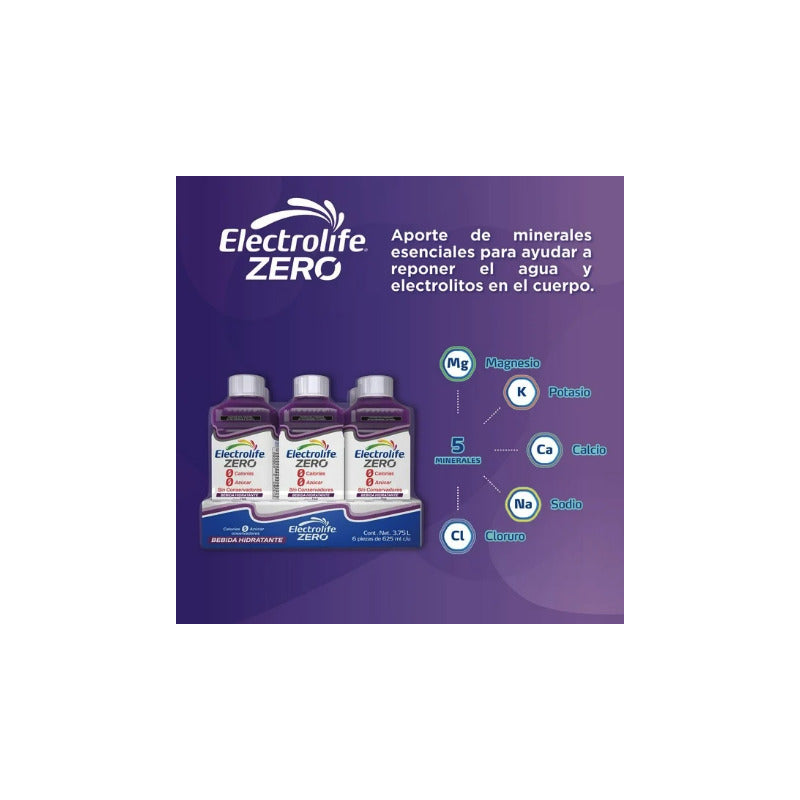Bebida Hidratante Electrolife Zero Sabor Fresa Kiwi Paq 6pz
