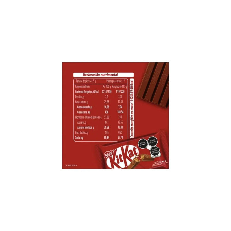 Chocolate Con Leche Kit Kat Nestle Original 12 Pz De 41.5g