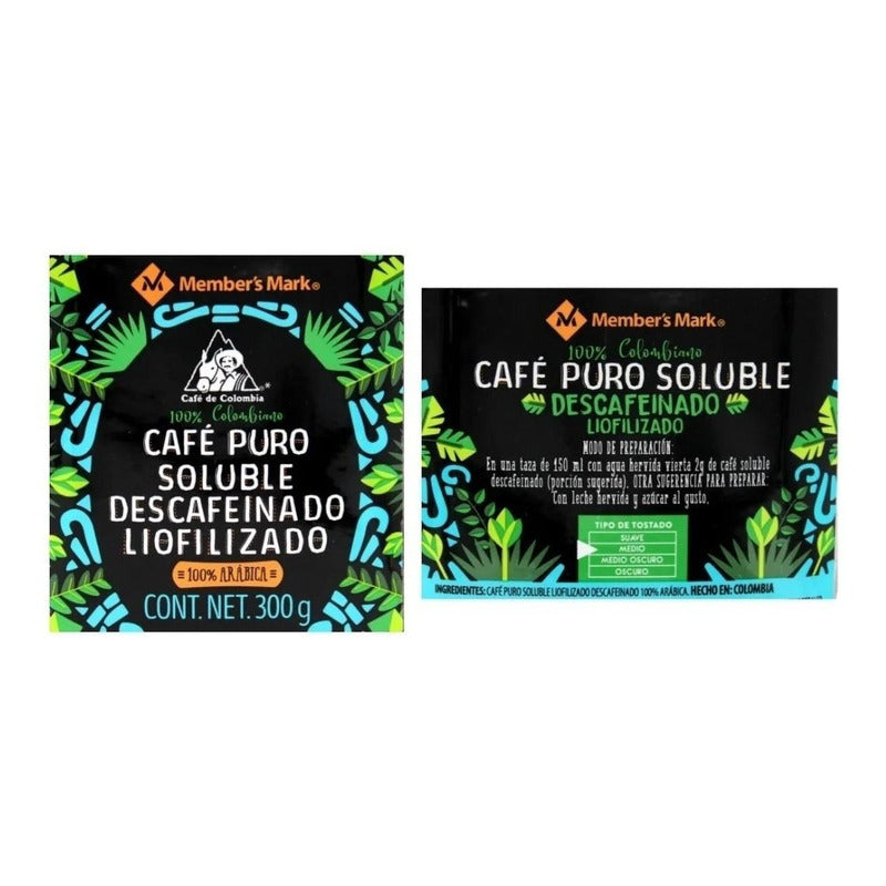 Cafe Puro Soluble Liofilizado Descafeinado Members Mark 300 Gr - Eurotruck Mexico