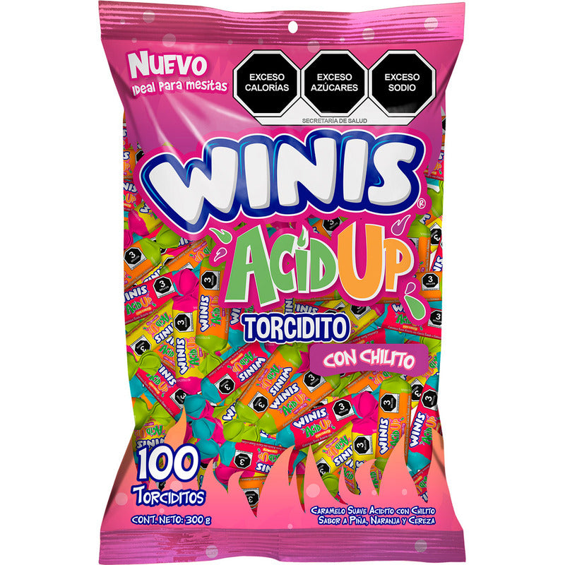 Dulces Winis Acid Up 100pz Caramelos Suaves Aciditos 100 Unidades