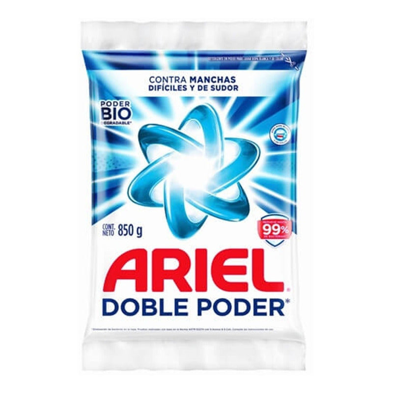 Detergente Para Ropa En Polvo Ariel Doble Poder Bolsa 850 G