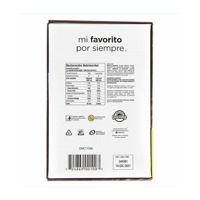 Mazapan Gigante Cubierto De Chocolate De La Rosa 12pz