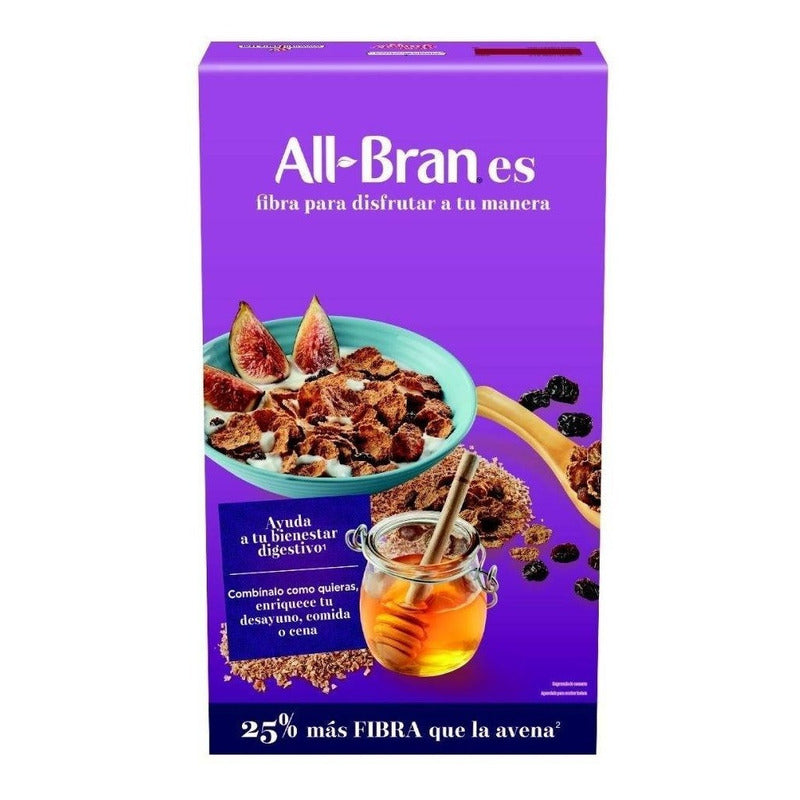 Cereal Integral Kellogg's All Bran Pasas 490g Con Proteína