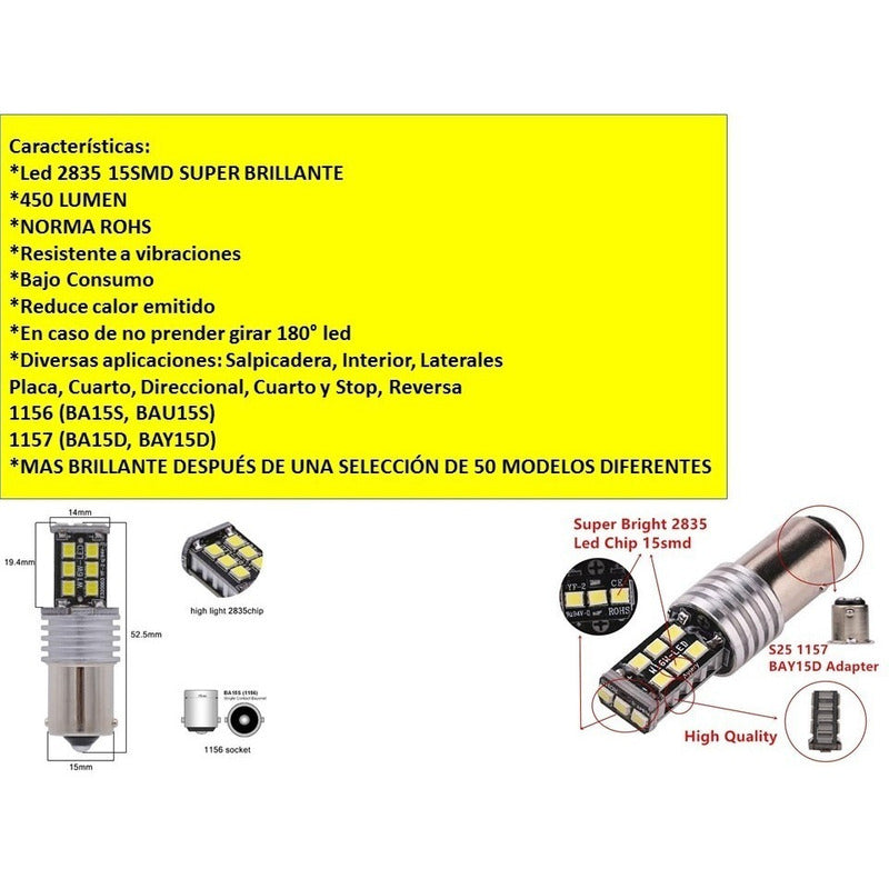 4 Pares Focos Led 1156 1157 Reversa Stop Direccional Cuartos - Eurotruck Mexico