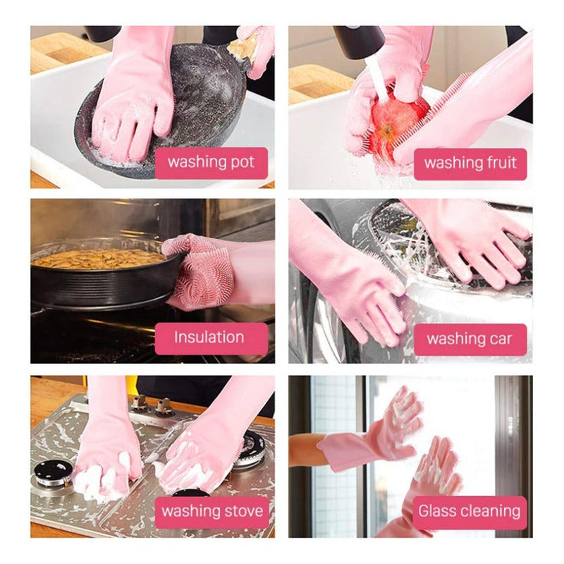 Guantes Para Lavar Trastes Cocina Silicona Limpieza 1 Par - Eurotruck Mexico