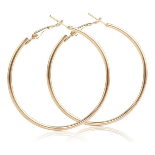 Pendientes De Aro Grande Metal Brillante Acero, Dama