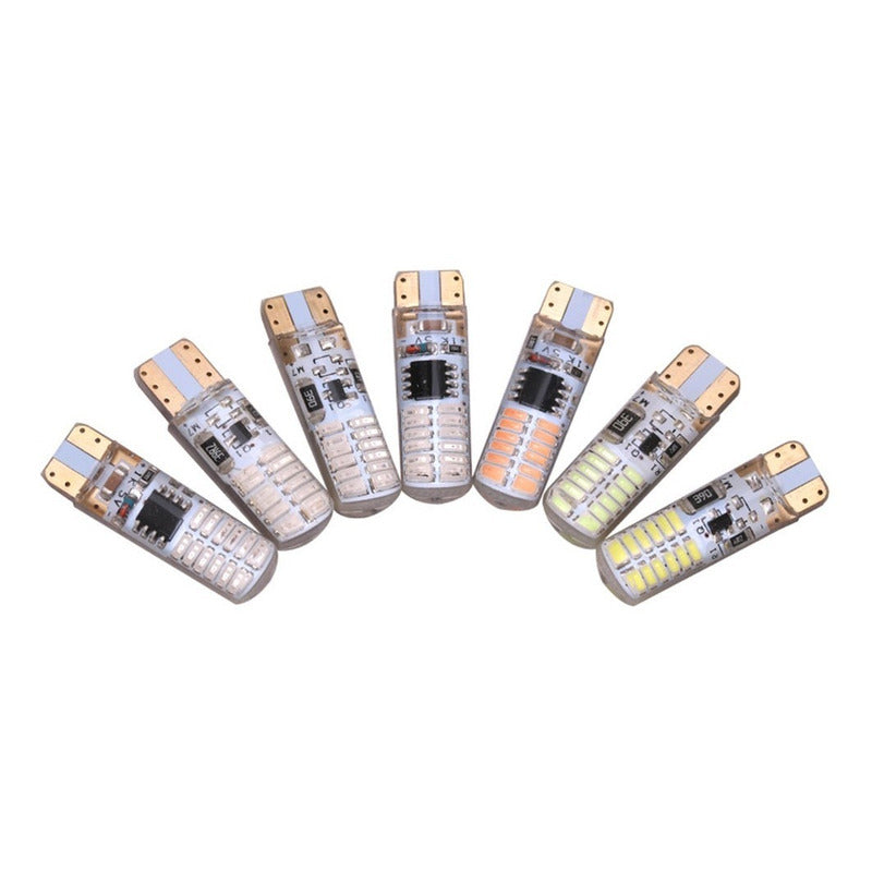 Par Foco Luz Led T10 Pellizco Gel Strobo Iluminacion 24smd