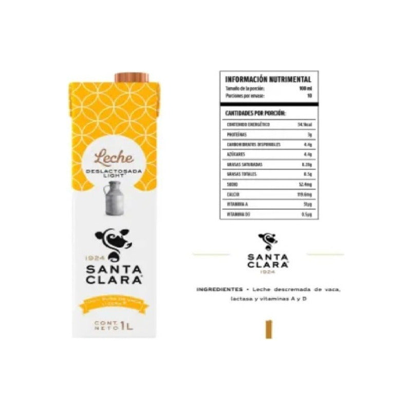 Leche De  Vaca Uht Santa Clara Deslactosada Light 1l - Eurotruck Mexico