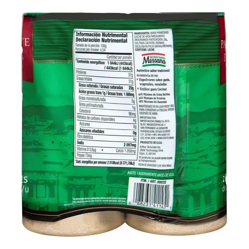 Messana Queso Parmesano Rallado Pack 2 Piezas 227 G.
