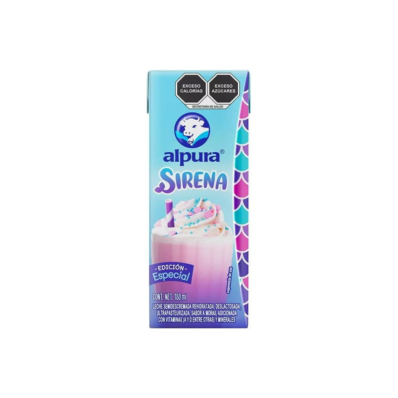 Leche Alpura Sirena Sabor A Fresa Moras 180ml