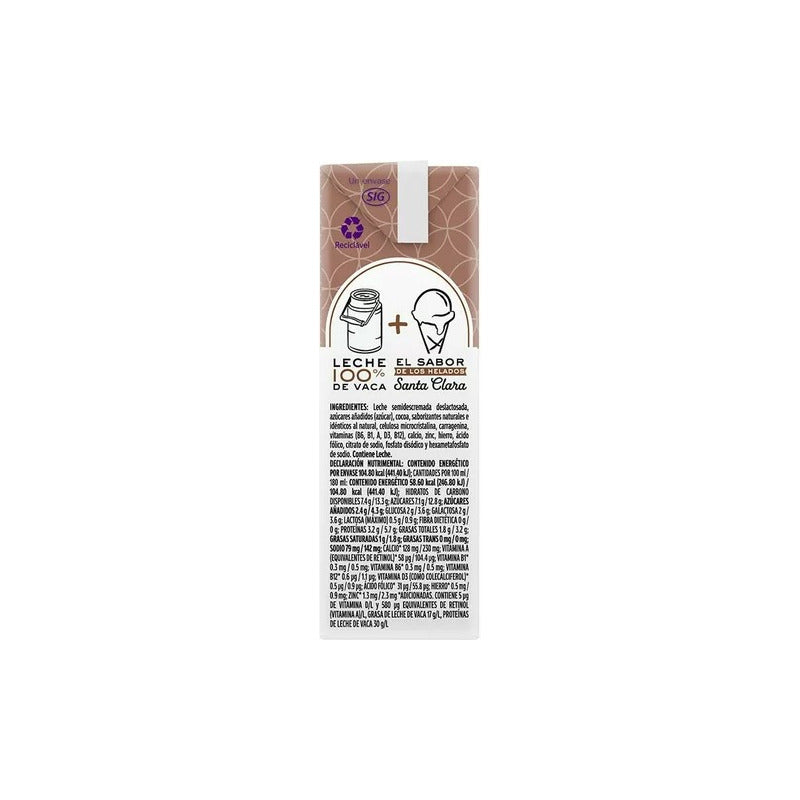 Leche Saborizada Santa Clara Sabor Helado De Chocolate 180ml