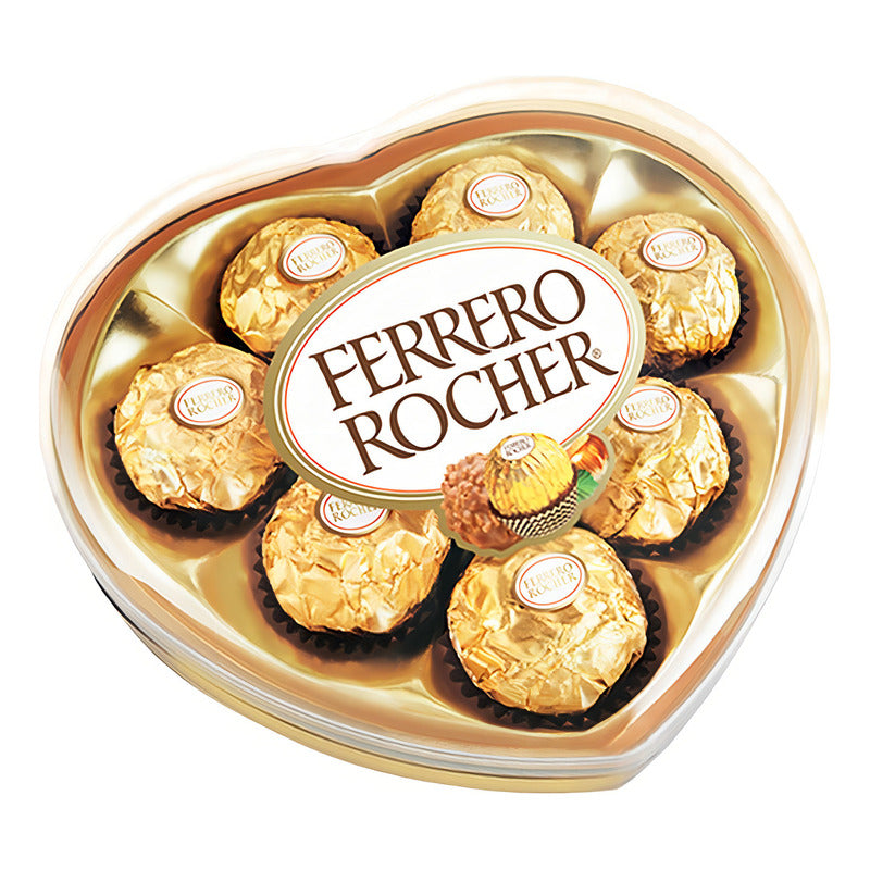 Chocolates Ferrero Rocher 8 Piezas Caja Corazon 100 Gr