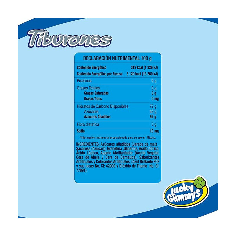 Lucky Gummys Tiburones Gomitas De Grenetina 8pz De 96g C/u