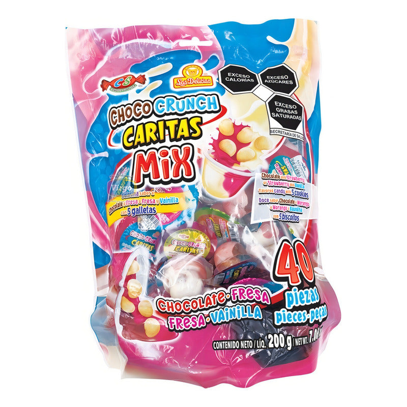Choco Crunch Caritas Mix 40pzs Las Delicias