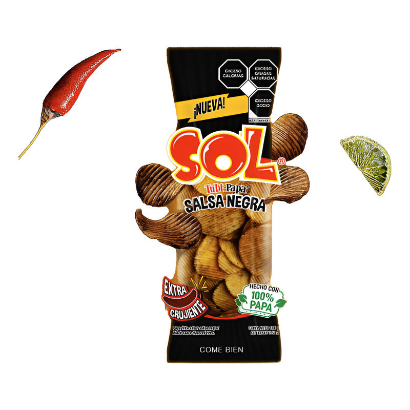 Papas Sol Tubi Papa Ondulada Crujiente Salsa Negra 100gr
