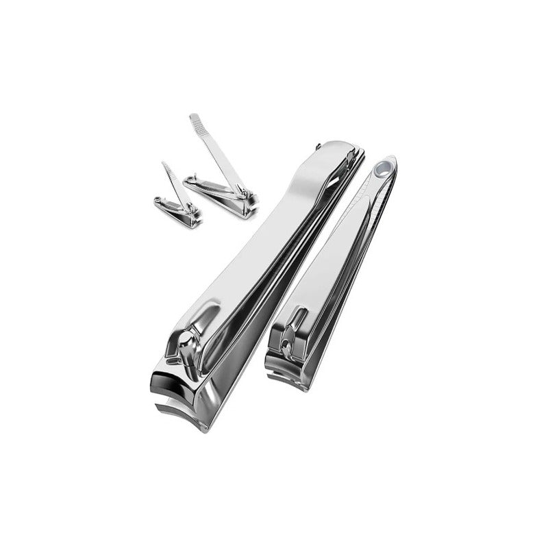 Kit 12 Corta Uñas Gde. Acero Inox Portatil, Unisex Manicura
