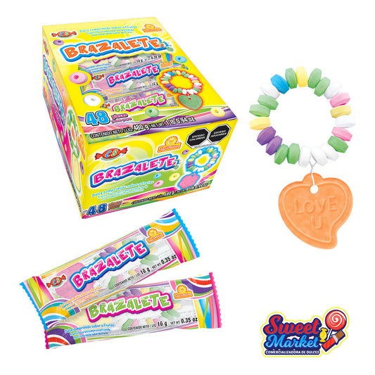 Brazalete Dulce Sabor Frutal 48 Piezas Display Las Delicias