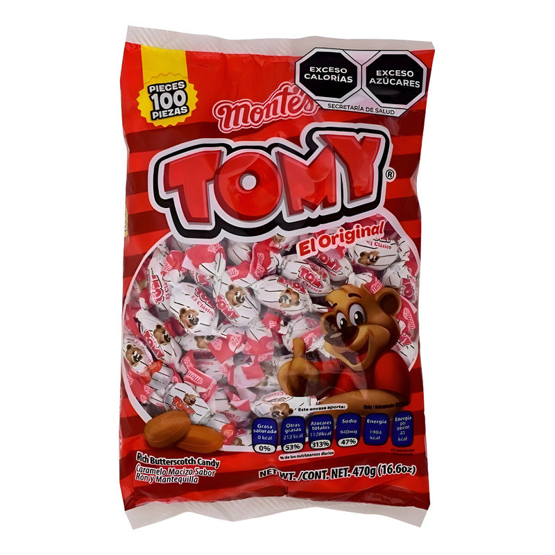 Montes Tomy El Original Caramelo Macizo Ron Y Mantequilla 100pz 470g