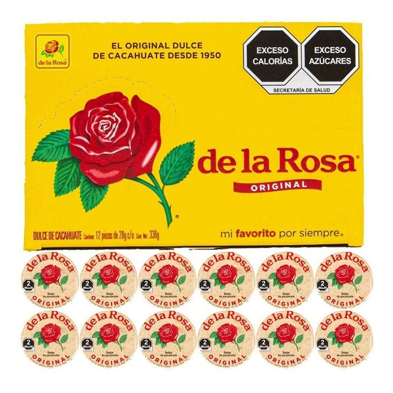 Dulce De Cacahuate De La Rosa Caja De 336 Gr Mazapan 12 Pz