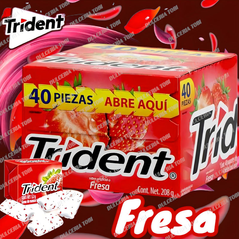 Goma De Mascar Chicle Trident White 4's Fresa Con 40 Piezas - Eurotruck Mexico
