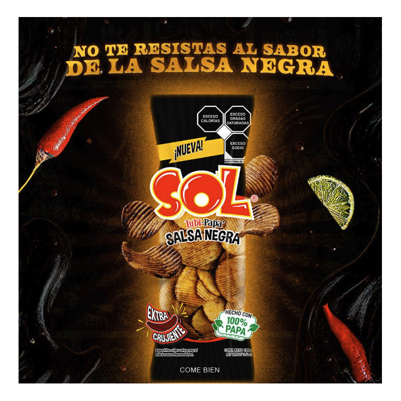Papas Sol Tubi Papa Ondulada Crujiente Salsa Negra 100gr