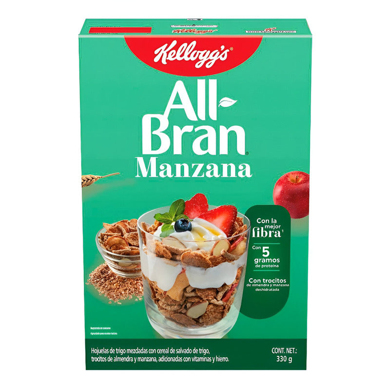 Cereal Kellogg's All Bran Manzana Almendras Integral Fibra 330g