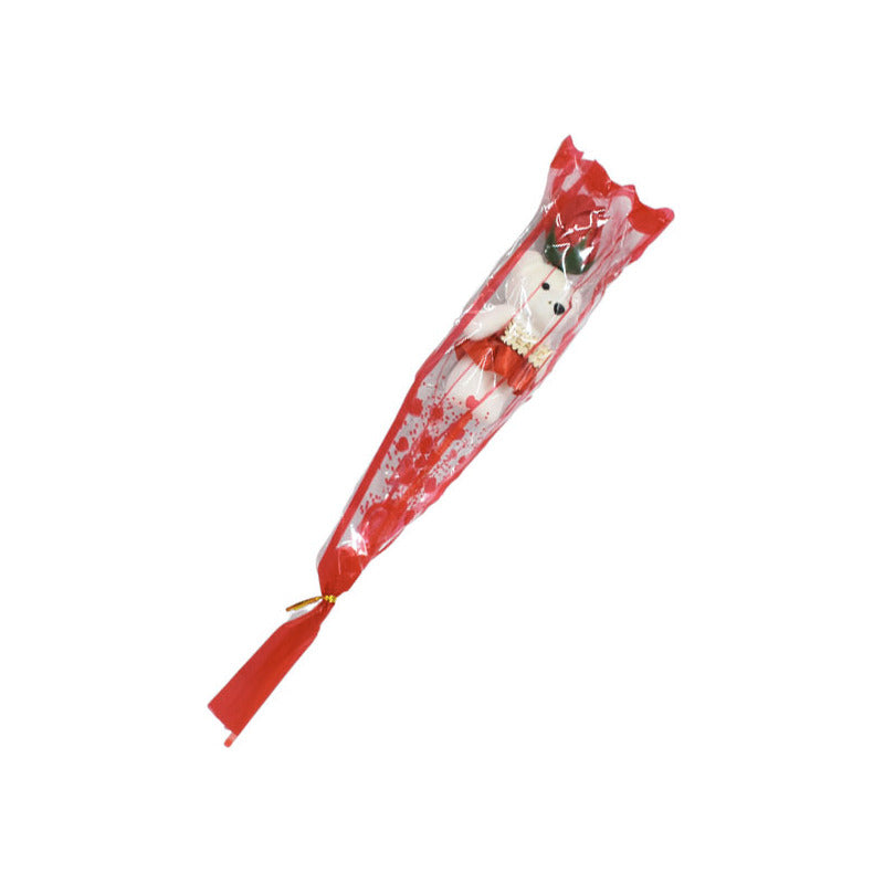 Rosa Artificial Roja Con Osito Peluche Paquete 12 Piezas Rojo