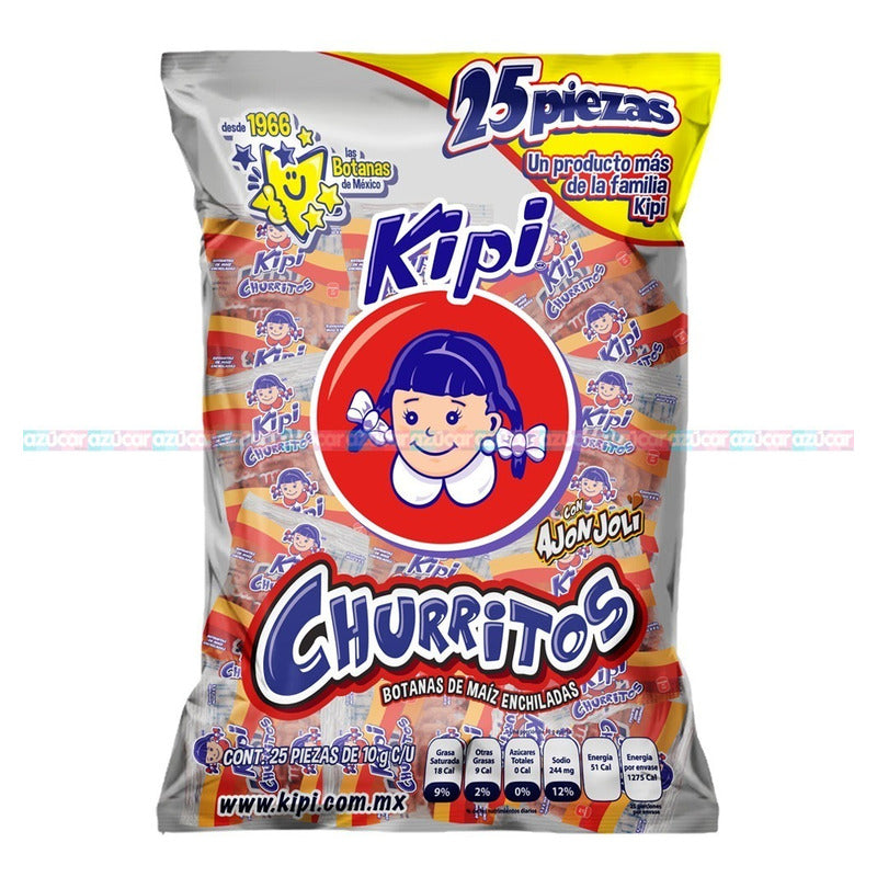 Kipi Churritos Con Ajonjoli 25 Pzas De 10 Gr Chile Y Limon