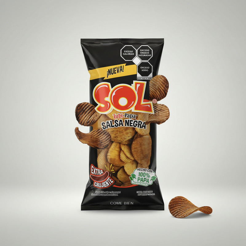 Papas Sol Tubi Papa Ondulada Crujiente Salsa Negra 100gr