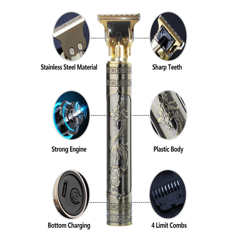 Rasuradora Para Hombre Elecetrico Acero Inoxidable Dragon Dorado Unitalla