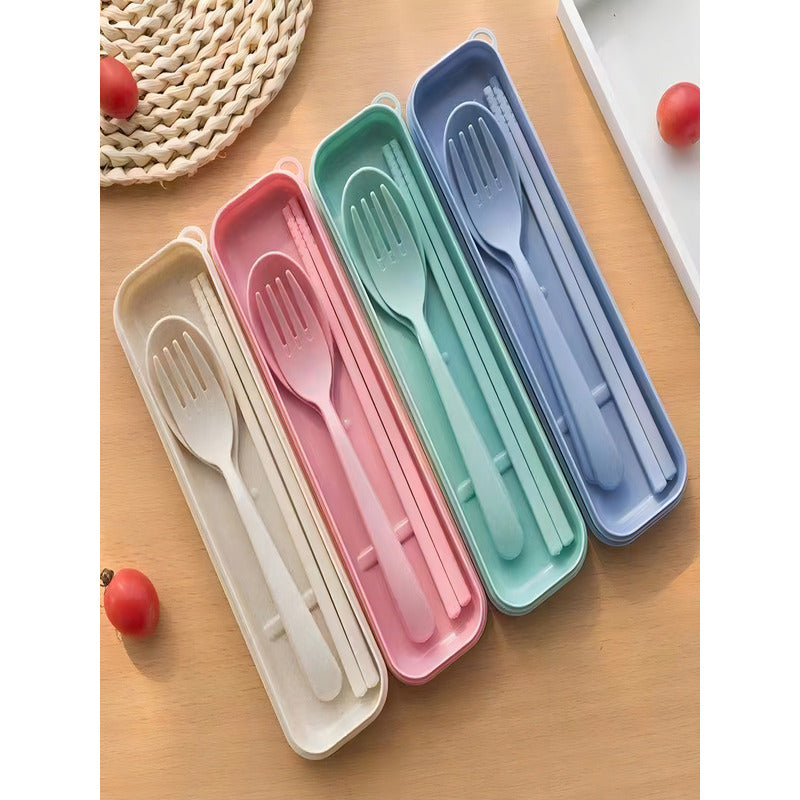 Set De Cubiertos Comida Plastico Partatil Reutilizable Viaje Color Beis - Eurotruck Mexico