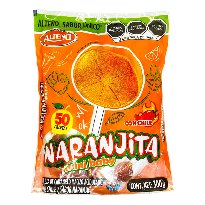 Mini Paleta De Caramelo Aciduladito Alteño Naranjita 50 Pz - Eurotruck Mexico