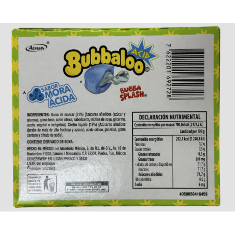 Chicle Bubbaloo Mora Acida Goma De Mascar 47 Pz Dulce - Eurotruck Mexico