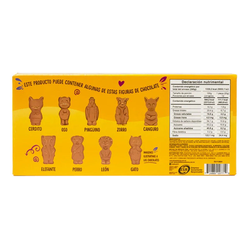 Chocolate Con Leche En Forma De Animales Zoocolate 12 Pzas