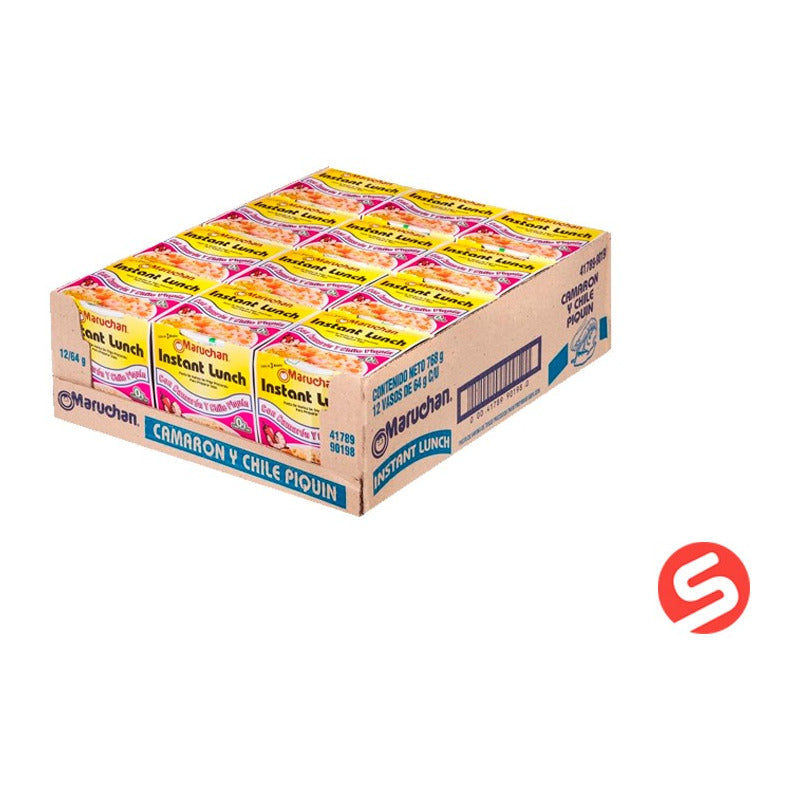 Caja Sopa Instantánea Maruchan Camarón Y Chile Piquín 12 Pz