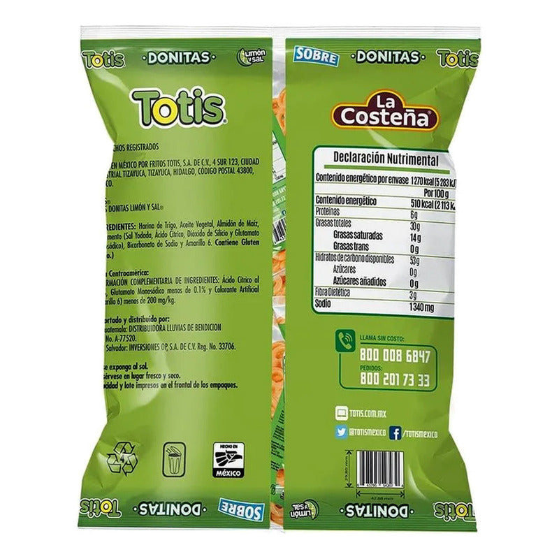 Totis Frituras Botana En Forma De Donita Sal Y Limon 25pz