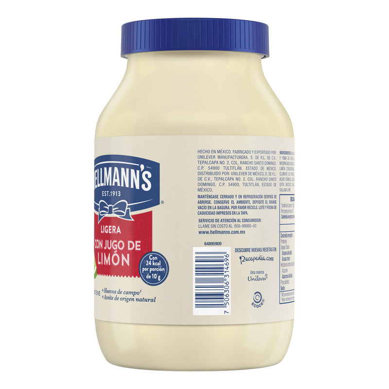 Mayonesa Hellmann's Ligera Con Jugo De Limón 1 Kg