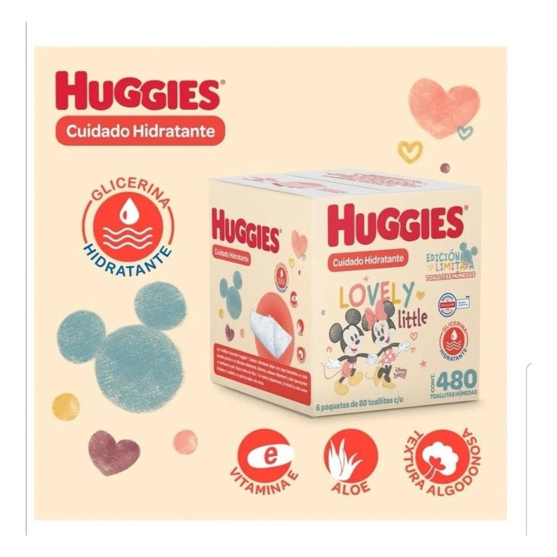 Toallitas Húmedas Huggies Cuidado Hidratante, Caja 6 Paq.