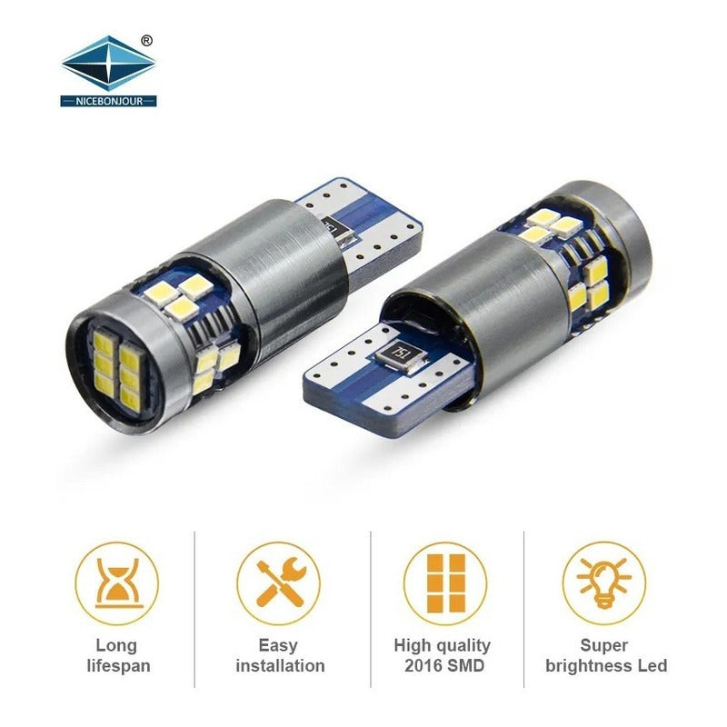 Par Foco Luz Led T10 Pellizco Canbus Iluminacion W5w 18smd