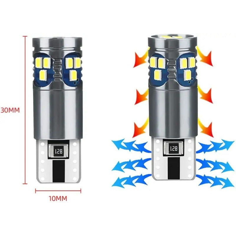 Par Foco Luz Led T10 Pellizco Canbus Iluminacion W5w 18smd