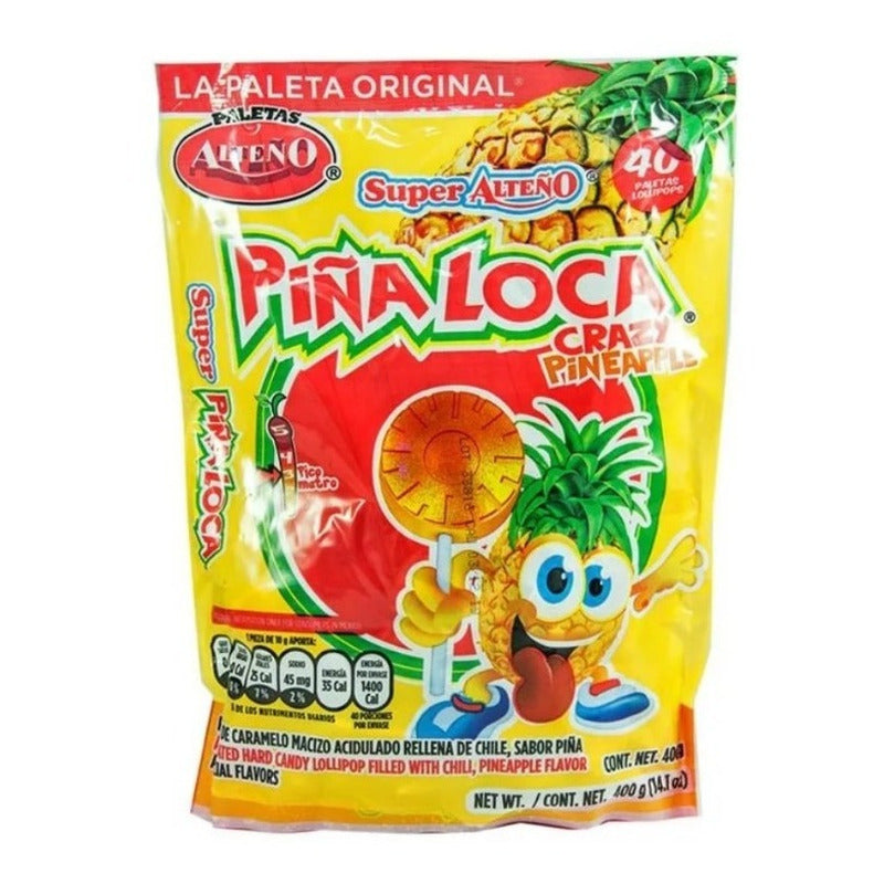Paleta Piña Loca Alteno 40 Piezas Dulce Sabor Tropical - Eurotruck Mexico