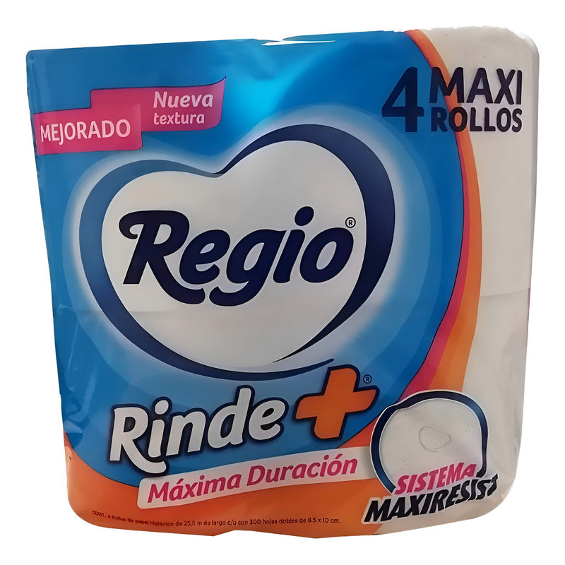 Papel Higiénico Regio Rinde Más Fuxion, 4 Rollos Color Blanco - Eurotruck Mexico