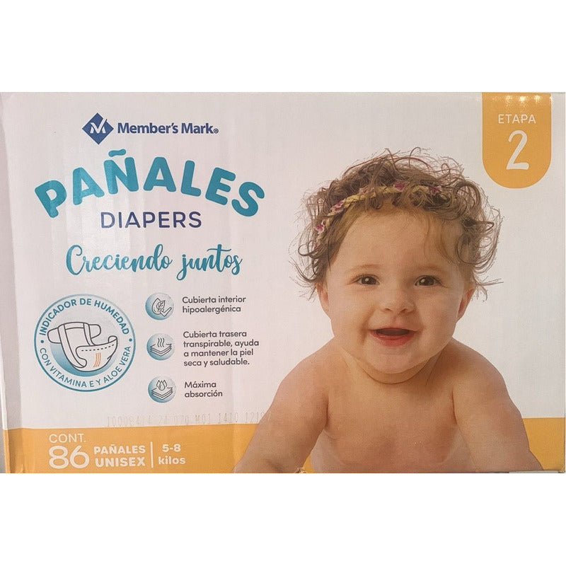 Pañales Unisex Etapa 2 Members Mark 86 Pzas Sin Género