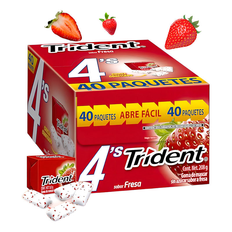 Goma De Mascar Chicle Trident White 4's Fresa Con 40 Piezas - Eurotruck Mexico