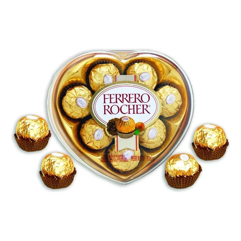 Chocolates Ferrero Rocher 8 Piezas Caja Corazon 100 Gr