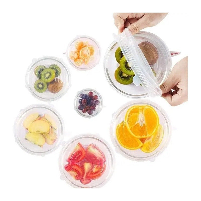Tapas Elasticas Silicona Reutilizables Ajustable 6 Pz Comida