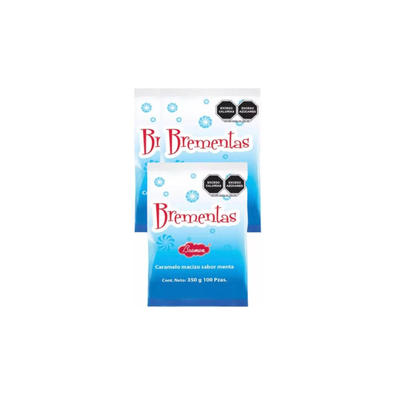 Caramelo Sabor Menta Brementas Bremen 3 Paq 350gr 100pz C/u