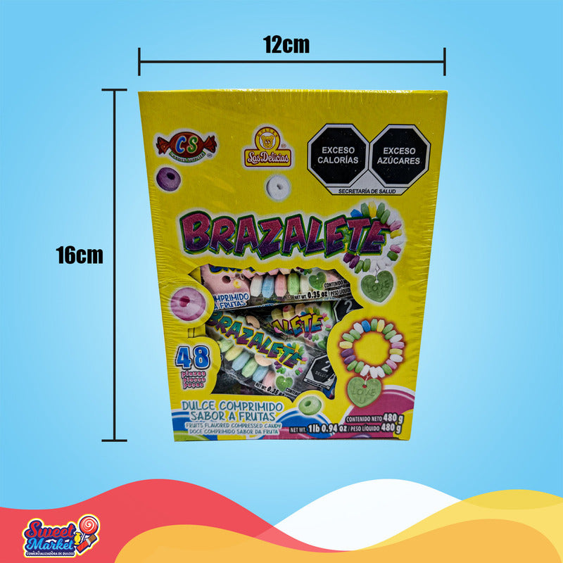 Las Delicias Brazalete Dulce Sabor Frutal 48 Piezas Display 480g